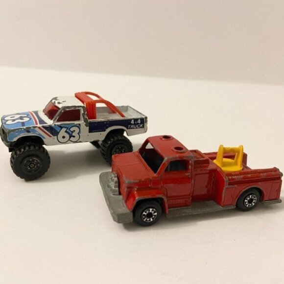 Vintage  Matchbox 1981 Open Back Truck 1977 Snorkel Fire Engine Truck Toys - Picture 1 of 12